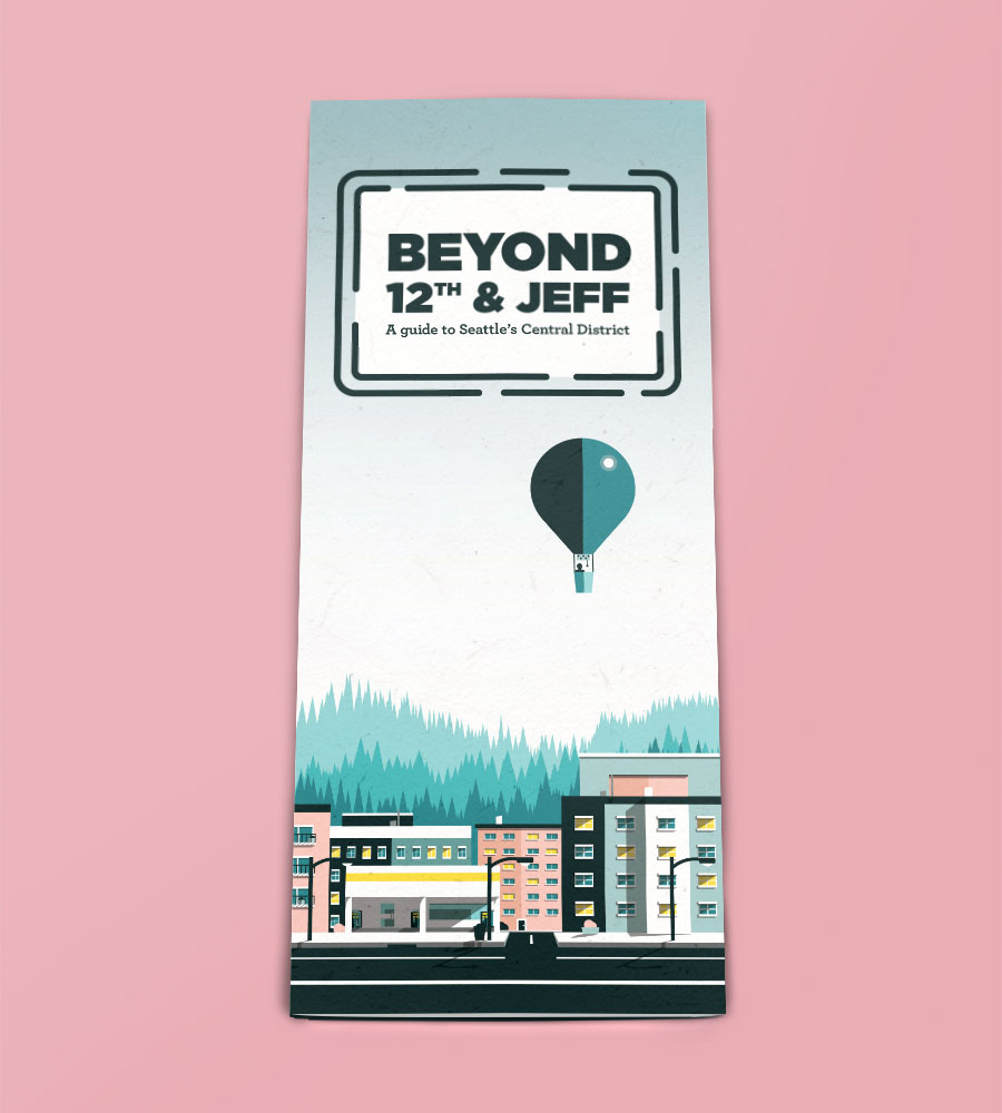 Beyond 12th and Jeff, an illustrated brochure designed for Seattle University's SGSU