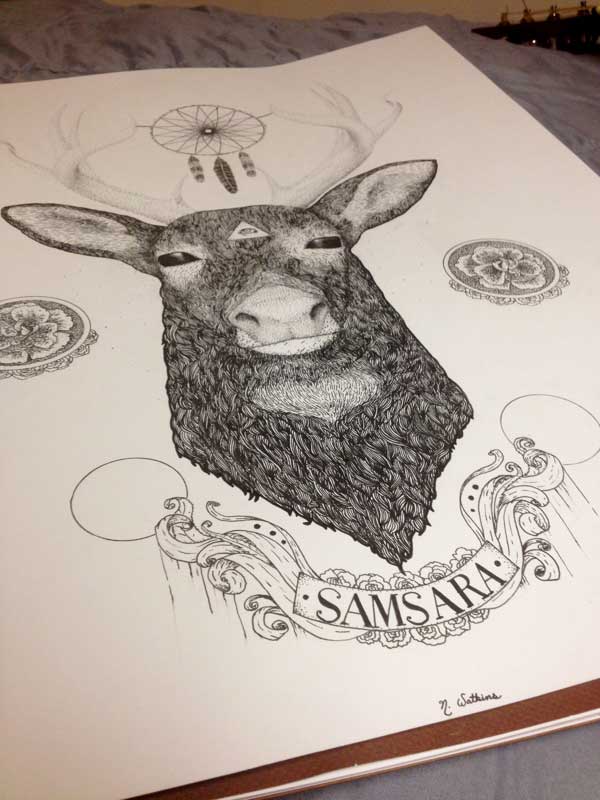 Samsara, Deer Illustration by Nathan Watkins